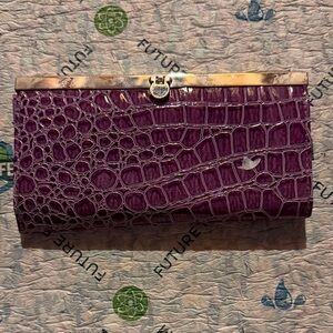 Purple Crocodile Embossed Clutch